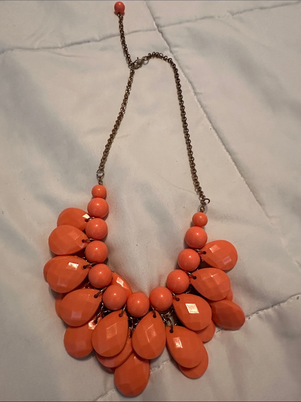 Bold Orange Teardrop Bib Necklace